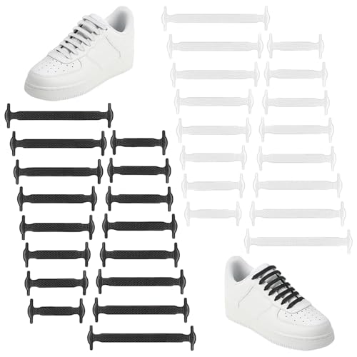 GWEOR Cordones Silicona Elásticos Sin Atar,Cordones Goma para Niños y Adultos,Cordones de Goma con 2 Colores,para Zapatillas Deporte Converse Altas,Zapatos De Lino y Botas