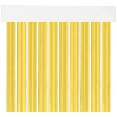 MERCURY TEXTIL- Cortinas para Interior o Exterior 90x210 cm de PVC con Barra de Aluminio, Anti Moscas e Insectos. Ideal para Porche, Cocina y terraza. Fácil Instalación. (L3, Amarillo)