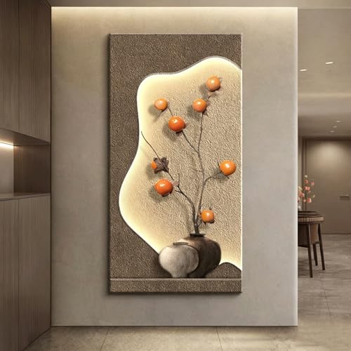 Imagen de Paisaje Creativo Chino en 3D con Tira de Luz LED, Escultura de Pared Iluminada, Decoración Artística Estereoescópica Moderna para la Entrada(B,19.7 * 39.4in/50 * 100cm)