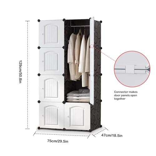 Image of Sunderlook Plastic Wardrobe for Kids Clothes - Professional Collapsible Wardrobe, Easy to Use Foldable Almirah, Plastic Cupboard for Kids for Home (White-Y5, 8 Door)