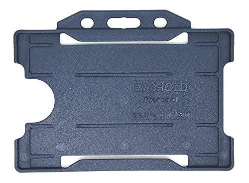 Identity-Plus: Navy Blue Rigid Open Faced Landscape ID Card Badge Pass Holder (100)