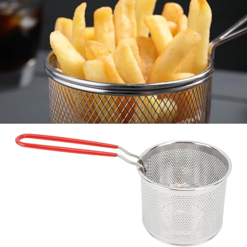 Porta papas fritas de acero inoxidable, cesta resistente a altas temperaturas para freidoras, cestas con mango para cocina (12 cm / 4,72 pulgadas) miniatura 4