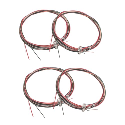 Yardwe 4Sets Colorful Acoustic Guitar Strings Set Durable of Easy Replacement Strings for String Folk Guitars for All Skill Levels Packed Bags