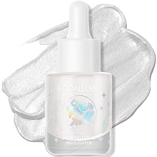 Focallure Starfall Glowing Liquid Highlighter, Shimmering Body Oil, Non-Sticky Shimmer Liquid Luminizer, Non-Greasy, Face & Body Glitter Makeup For Costumes, Cosplay, Rave Festival, Moon Child #TOP15