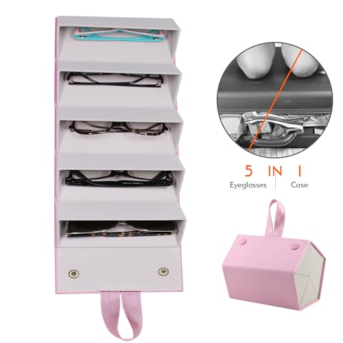 Image of SMARTTOP Sunglass Eyeglass Organizer Collector 5 slot 6 Slot PU Eyeglasses Storage Case Box Multiple Hanging Eyewear Display
