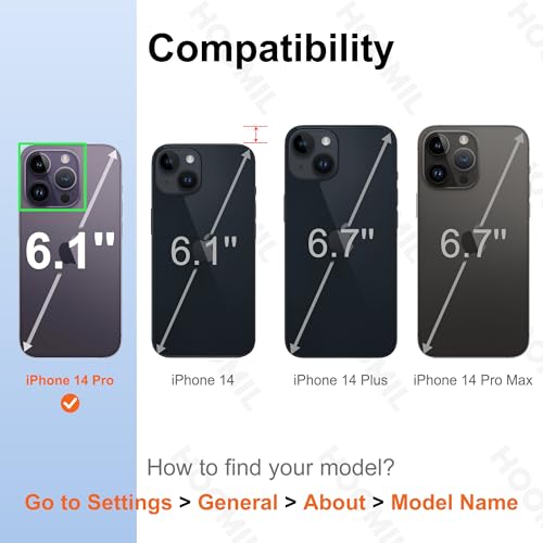 Image of HOOMIL Case for iPhone 14 Pro 6.1-Inch, Non-Yellowing, Drop Protection, Anti-Scratch Transparent Hard Back Phone Cover - Black Clear