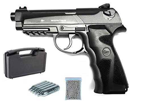 Pack Pistola Borner Sport 306M Metalica, 5 bombona CO2 + 20 Dianas + Maletin Porta Pistola Deluxe Acolchado+ Municion BB´s Daisy 350 Bolas.