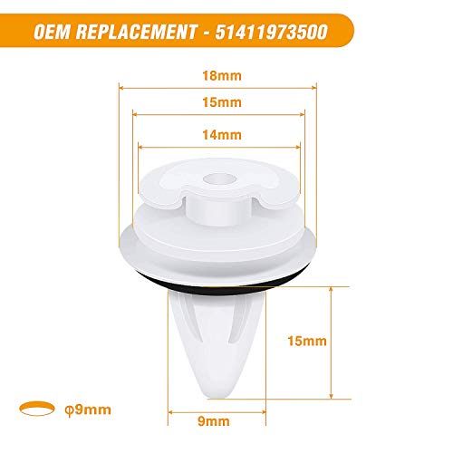 Gooacc 50Pcs Car Door Trim Panel Retainer Clips Bumper Fastener Rivet Clips For Bmw 51411973500 Series 3, 5 & 7 E46 E36 E34 E38 E39 M3-With Seal Ring #TOP2