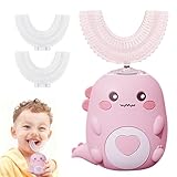Spazzolino da denti per bambini, elettrico, a ultrasuoni a 360° per bambini, 3 testine in silicone alimentate a U/Smart Timer a 2 velocità, spazzolino da denti per bambini (2-12 anni) (rosa 2-6 J)