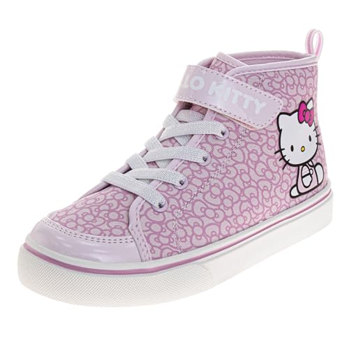 Sanrio Hello Kitty High Top Sneakers for Girls - Kids Sneaker Ankle Hightops Lightweight Athletic Breathable Casual Shoes - Pink (Size 3 Big Kid)