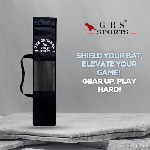 Image of GRS Bat Cover Full Size - Premium Tetron Material (Black, Pack of 1) | Heavy-Duty Polyester with Strong Shoulder Strap | Fits Wooden & Plastic Bats | Protective Carry Case