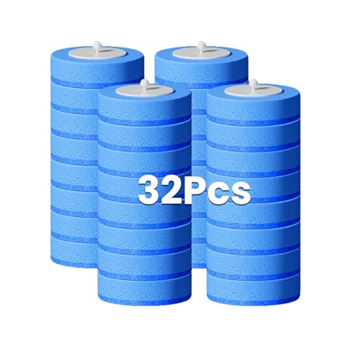 32 Recambios Escobilla WC con Detergente, Cabezales de Esponja para Escobillas de Baño Desechables, Rellenos de Limpieza Higiénica para Inodoro, Lavabo y Bañera (32 recambios)