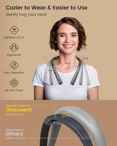 Glocusent Neck Light, Reading Lights for Books in Bed, 30-min Timer, 3 Colors & 3 Brightness Adjustable, Rechargeable & Long Lasting, Perfect for Reading, Knitting