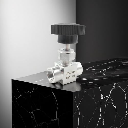 Válvula NPT G1/4 de aguja en acero inoxidable 304 con perilla de control fluido 3