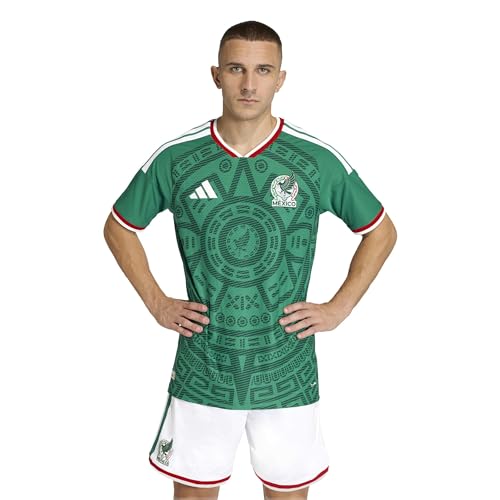 adidas Mens Mexico 26 Home Authentic Jersey Bold Green Large R