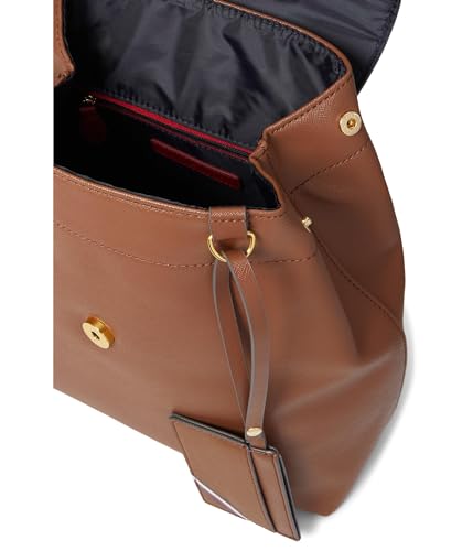 Tommy Hilfiger Gia II Gifting Hang Tag Medium Envelope Flap Backpack w/Hangoff-High Shine Saffiano PVC Cognac One Size3