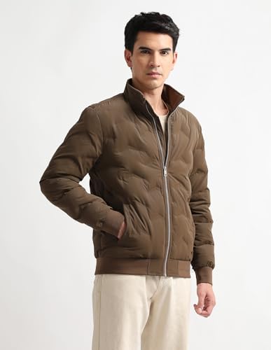 Image of Arrow sport men's regular fit solid puffer jacket