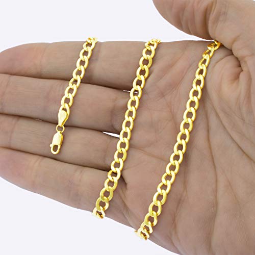 Nuragold 14K Yellow Gold 6.5Mm Cuban Curb Link Chain Bracelet, Mens Womens Lobster Clasp 7" 7.5" 8" 8.5" 9" #TOP3