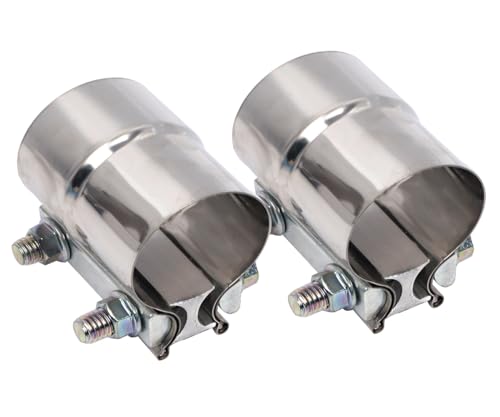 Elifecenter 2 Inch Exhaust Clamp Lap Joint Band Clamp Stainless Steel for Clamping 2 OD to 2 ID Pipes2 Pieces)