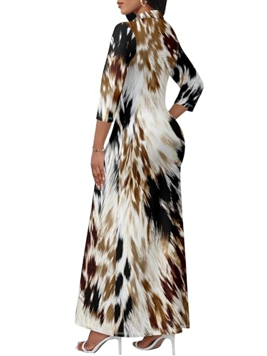 Image of PinkPatty Women's Casual 3 /4 Sleeve Polo V Neck Bodycon Maxi Dress