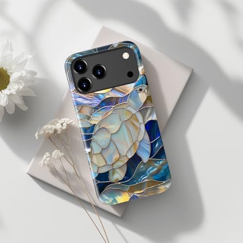 Image of Goodon for iPhone 17 Pro Max Case Cute - Wireless Charging Compatible - Dual-Layer Hard Shell + Silicone Cover - Protective Phone Case with Trendy Designs for Women - Abstract Sea Turtle