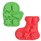 【Paquete Incluido】- 2 moldes de silicona con temática navideña, 13 moldes en total. Cantidad y patrones suficientes para el uso festivo y el uso diario. Los moldes están diseñados en forma de bota y guante para dar un aspecto elegante y chic.