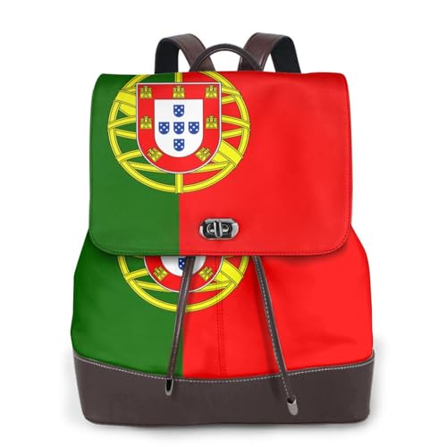 Sac à dos en cuir noir imprimé drapeau portugais finition premium