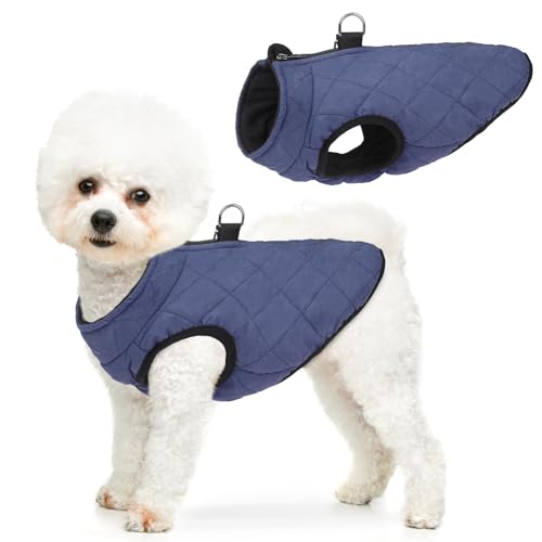 Image of SCENEREAL Winter Dog Vest Coat with Harness Built in | Warm Puppy Jacket for Small Medium Dogs, Cold Weather Coat with Zipper, Fleece Puffer Vest Windproof Snow Clothes