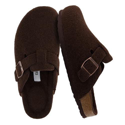 CUSHIONAIRE Hana Womens Clogs | Comfortable Vegan Suede Clogs for Women | Slip On Potato Shoes with Cork Footbed & Arch Support | Memory Foam, Wide Widths Available
