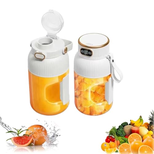 Exprimidor portátil multifuncional con pantalla digital, licuadora portátil, batidora de frutas, exprimidor eléctrico, recargable por USB tipo C, exprimidor eléctrico para el hogar, cocina, gimnasio,