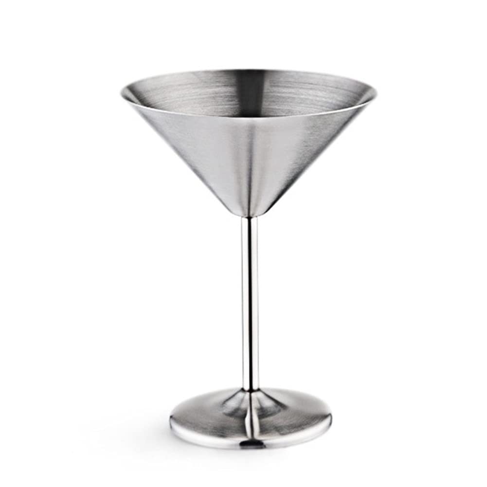 Pasuihcay Stainless Steel Martini Cocktail Glass High Base Wine Glass Unbreakable Wine Glass Metal Bar Champagne Glass Silver