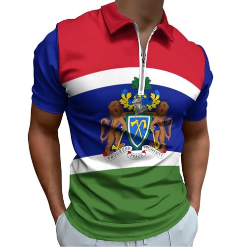 Polo homme manches courtes drapeau gambien bleu grand choix de tailles décontracté