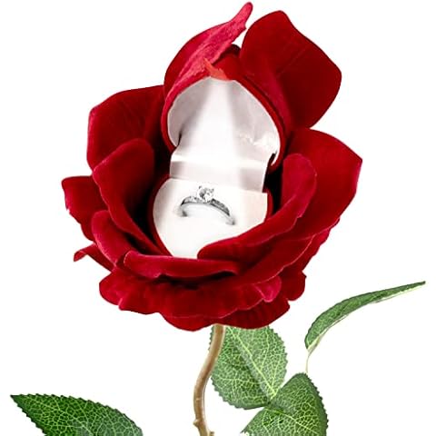 Noble Rose Ring Box with Light - Flower LED Engagement Ring Box for Proposal Ring or Special Occasions Cover