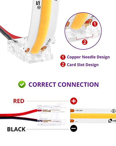 Hitlights Led Strip Connector 2Pin 10Mm Led Connector Kit Include Gapless Connector, Jumper Connector, Pigtail Connector, Dc Female And Connector, Dc Jack Splitter For Cob/2835 Single Color Led Strips #TOP4