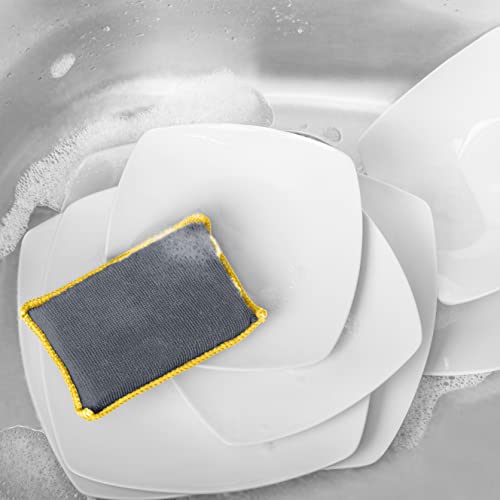 Image of Miracle Microfiber Sponges for Kitchen Kosher Non-Scratch Sponge Scrubber Heavy Duty Multi-Purpose Cleaning of Dishes, Pots, Pans, and Countertops, Machine Washable, 3 Pack, by Superio (Grey)