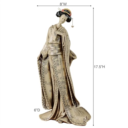 Figura Decorativa Geisha de Resina Beige y Negro 17.5 pulg miniatura 3