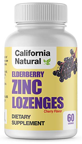 Elderberry Zinc Lozenges - California Natural - Cherry Flavor - Zinc, Elderberry & Echinacea Extract - Immunity Support - 60 Lozenges Elderberry Zinc Lozenges - California Natural - Cherry Flavor - Zinc, Elderberry & Echinacea Extract - Immunity Support - 60 Lozenges