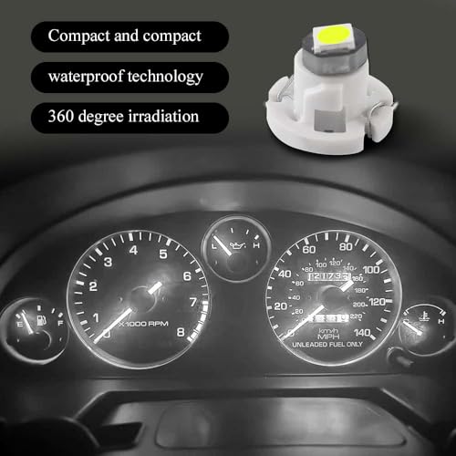 Image of 10PCS T4.2 Led Bulb Neo Wedge 10mm Base, Car Interior Dash Light, 12V IP65 Waterproof 3030 Chip LED Super Bright A /C Indicator Light, Climate Control Switch Indication Bulb for Cars (White)