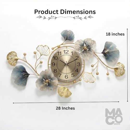 Image of Gold Metal Wall Clock for Hall | Luxury Wall Decor Items for Living Room | Big Size Home Decor Items for Wall Decoration | Stylish Artistic Clock for Home
