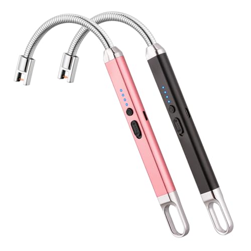 MEIRUBY 2 Pack Electric Candle Lighter, Birthday Christmas Stocking Stuffers Gifts for Women Mom Men Wife Sister, USB Arc Rechargeable Windproof Long Lighter for Candle BBQ Housewarming Gift Idals