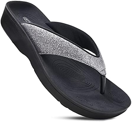 AEROTHOTIC Women's Comfortable Orthotic Flip-Flops Sandal (US Women 8, Crystal Grey)