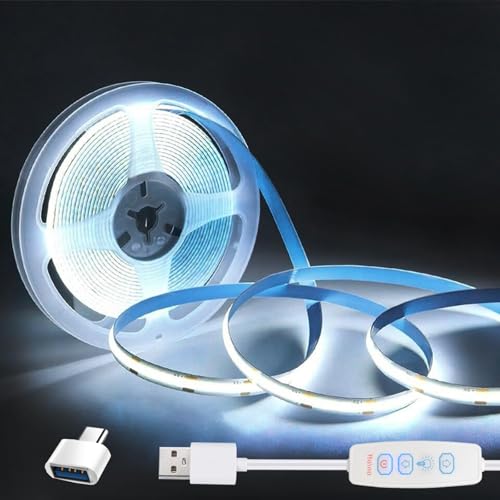ledテープライト COB LEDストリップ USB 5v 320LEDs/m 調光スイッチ 10段階調光