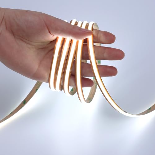 Image of GOMING 24V COB LED Strip Light Cool White 6000K Cut at Will 2640LEDs 16.4ft(5M) CRI 93+ 4600lm 13W /M Uniform Glow IP20 Not Waterproof LED Tape Lights for DIY Cabinets Home Decor(No Power Supply)