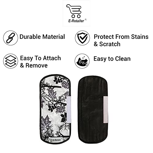 Image of Exclusive Combo Set of Appliances Cover (1 Pc. of Fridge Top Cover, 2 Pc. of Refrigerator Handle Cover and 3 Pc. Of Refrigerator Mat /Fridge Shelf Mat) (Color- Black, Design-Floral, Set Contains- 6 Pcs)