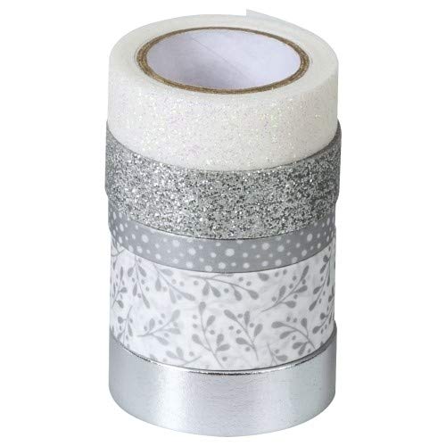 Heyda Decorative Tape Mix Silver Pack of 5