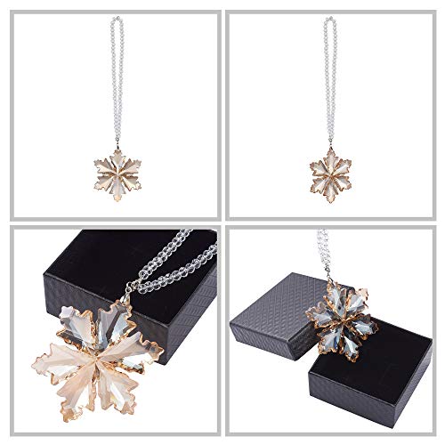 Image of Crystal Snowflake Car Rear View Mirror Pendant Xmas Car Hanging Ornament Car Charm, Champagne