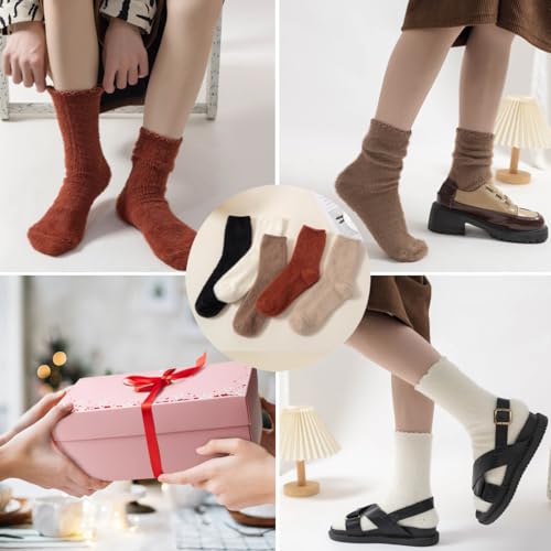 Image of SISOSOCK 5 Pairs Fuzzy Soft Cozy Comfortable Socks for Women, Casual Sleep Comfy Socks, Perfect Warm Winter Gifts for Women