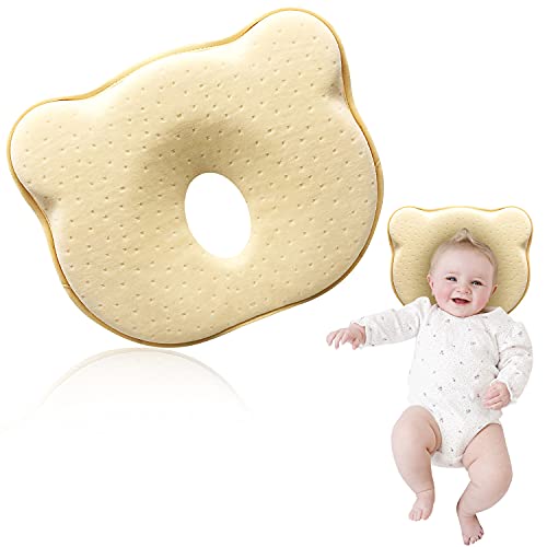 Punvot Almohada para bebé, cojín infantil, almohada para bebés, 100 % algodón, almohada de viaje de espuma viscoelástica para recién nacidos, protección para el cuello para niños y dormir