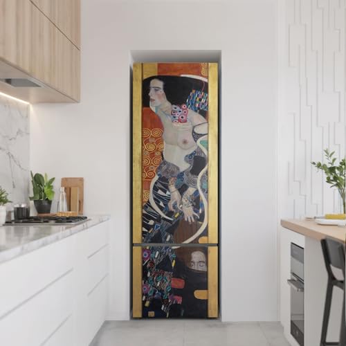Sticker couvrant entièrement frigo Klimt pour masquer les rayures