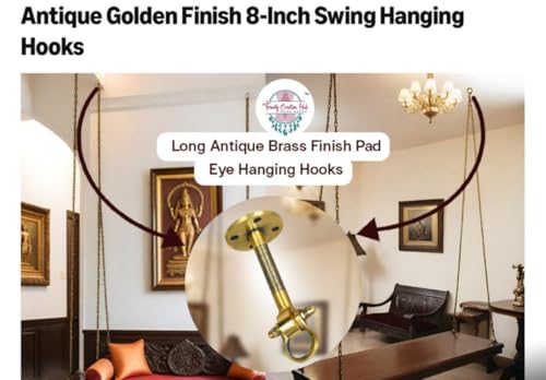 Image of Ceiling Hooks for Hanging Zula for Home Punching Bag Hanger with Anchor Bolt Fasteners Suitbale for Hammock Swing (Golden Kada 1Pc, 6 Inch-Golden-1Pc) Weight Capacity 1000 Kg